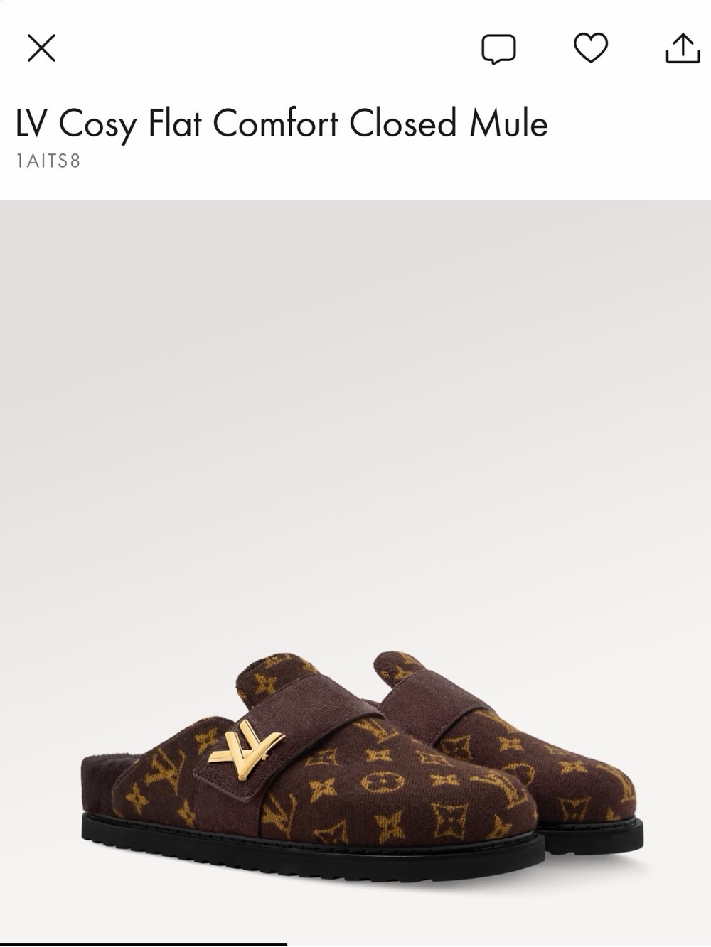 Louis Vuitton Brown Monogram Slip-On Mule with Gold Hardware